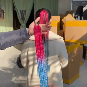 LOYO Dirty Wig Hip-hop Style Women Braided Ponytail Gradient Colored Twist Headdress Ponytail Extension Headwear