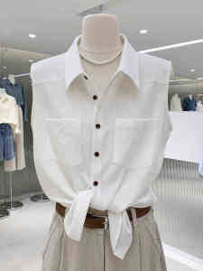 Áo Sơ Mi Không Tay Cổ Polo Phong Cách Tối Giản Mùa Hè Nhẹ Thoải Mái Đơn Giản Khóa Đơn Nữ Chất Liệu Polyester Dáng Rộng Dài Thường