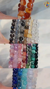 Collection Ceiling Grades Dainty Faceted Cubes Crystal Bracelet (19 Types to Choose)
