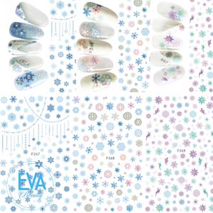 Sticker Dán Móng Tay 3D Trang Trí Móng Mẫu Noel Hoạ Tiết Bông Tuyết Nhiều Màu F267 – F268 – F269