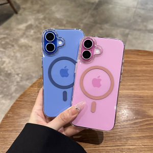 Ultra-Thin Transparent Magnetic Absorption Ring iPhone Case Colorful Wireless Charging Compatible with iPhone 16 pro Max 15 14 13 for Men And Women