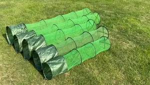 Portable Nylon Mesh Net Fish Storage Fishing Accessories Steel Ring Folding Fish Cage Fishing Trap Net Fish Basket Tackle