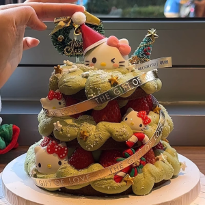 Christmas Decorative Cat Cake Topper Butterfly Knot Small Cat Christmas Tree Decoration Festive Cat Themed Baking Decoration