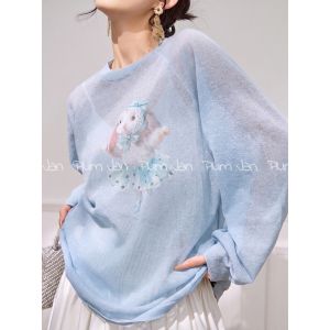 PlumJan | Sleeveless Shirt for Summer Stylish Chic Print Blue Light