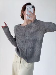 Newlan ZZ106 Kardigan Rajutan Lengan Panjang Wanita & Sweater Rajut Bordir