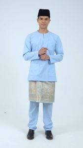 Byford Baju Melayu Raya Baju Johor Teluk Belanga Slim Fit Sedondon Anak Budak-Red Pink Grey - 3925001A / 3925501A (B)