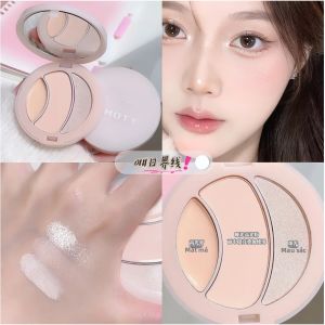 Phấn Tạo Khối Dạng Kem Phấn Má Hồng Phấn Tạo Khối Ba Màu Lì Bóng Mờ Ánh Nhũ Hiệu Ứng Nước Tạo Hiệu Ứng 3D Làm Sáng Da Tạo Điểm Nhấn Tinh Tế