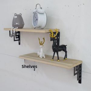 Wall Mounted No-Drill Minimalist Wooden Shelf Rack