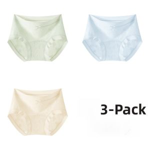 PIER N°5 | Herbal Initial Color Extended Crotch Pure Cotton Womens Underwear Antibacterial Seamless Mid Waist Embroidered Cotton Girl Triangle Panties