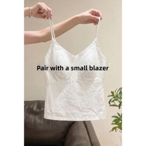 V.C.I | Chinese Style Linen V-neck Padded Vest Slim Braless Top