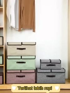 Kotak Penyimpanan Penutup Ganda Keranjang Lipat Susun Folding Box Storage Organizer