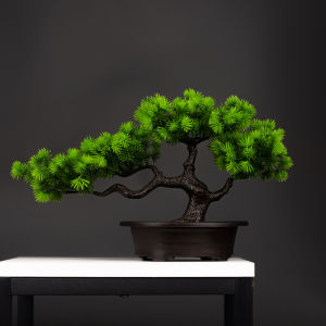 Kmitang | 27cm Artificial Pine Plants Bonsai Fake Tree Ornaments Plastic Plants Landscape Simulation Tree for Home Room Desktop Decoration