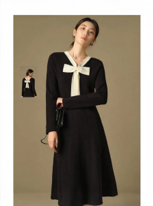 DUSHU | Reversible Contrast Dress Large-size Womens Long-skirt