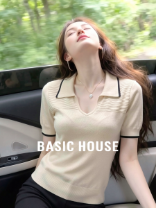 Basic House | Tailored Slimming Short Sleeve Knit Top