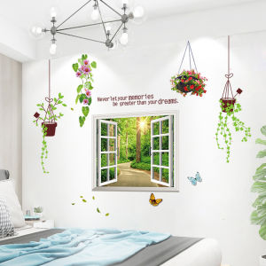 Nhãn Dán Tường Treo Xanh Giả Phong Cảnh Tạo Hiệu Ứng Chiều Sâu Trang Trí Phòng Khách Ghế Sofa Tivi Tường Tự Dính PVC Chống Thấm Nước