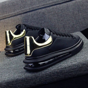 2025 Yearly Trendy Mens Sports Shoes Air Cushion Platform Heightening Casual Black Samurai Low Top Canvas Shoes