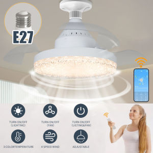 Modern Smart Led Ceiling Fans Crystal Acrylic Invisible Fan APP Remote Control Ceiling Fans with Light Bedroom Living Room