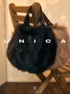 Modern Spring Autumn UNICA Womens Fur Handbag Shoulder Bag Leather Handle Sheepskin Integrated Fashionable Single Crossbody Bag