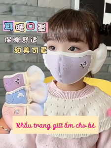 Khẩu trang bông 3 trong 1 cho bé vừa che miệng vừa giữ ấm tai chống gió lạnh cực tốt dễ thở thoải mái