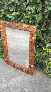 กระจกไม้สัก ลายปะติด ไร้ขอบ Patch Work 2ขนาด กระจกเงา สไตล์คันทรี กระจกไม้ กรอบปลีกไม้สักเก่า