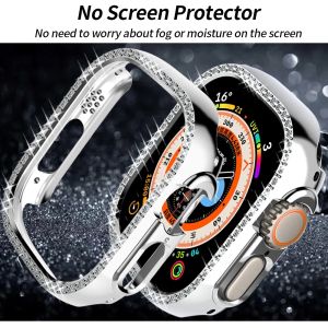 Diamond Protect Case for Apple Watch Ultra 49mm PC Hollow Frame Bling Woman Bumper for i Watch Series8 Ultra 49mm Protective Cover