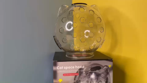 wen.W2คิตตี้ชุดคลุมอวกาศฝาปิดป้องกันการเลีย และการกัดวงกลมโปร่งใสรอบวงกลมลูกแมว