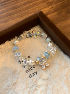 Fashionable Retro Blue Topaz Crystal Bracelet Peacekeeper Luxury Small Audience Gift for Bestie  out New Jewelry