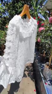 เสื้อขาว เสื้อลูกไม้ ผ้านิ่ม มีซับใน ใส่งานบวช งานบุญ งานแต่งงาน