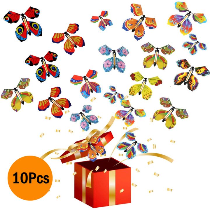10Pcs Magic Flying Butterfly Fairy Flying Toys Wind up Butterfly