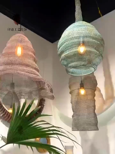 Đèn Treo Kim Loại Lưới Dáng Tự Nhiên Ánh Sáng Ấm Áp
