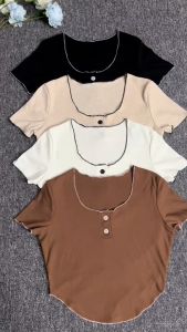 BestStore - Atasan Crop Wanita Lengan Pendek / Atasan Rib Crop