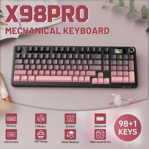 Attack Shark X98 Pro Mechanical Keyboard 3-Mode Wireless (BT/2.4G) Gasket Mount Hot-Swap RGB & TFT Screen | 4000mAh 80% Layout
