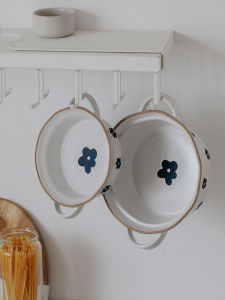 ชามซี่โครงใหญ่ ชามซี่โครง ชามสลัด ชามซี่โครงเซรามิกสไตล์อินส์ ชุดของใช้ในบ้าน ชามซี่โครงสไตล์ญี่ปุ่นขนาดใหญ่ ชามซี่โครงลายดอกไม้โบราณ