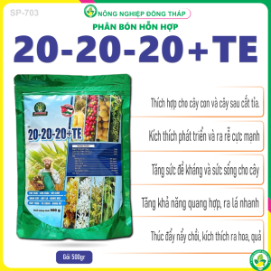 Phân Bón Hỗn Hợp NPK 20-20-20+TE Phì Trái Lớn Trái Vô Cơm Xanh Cây Dày Lá Bung Đọt Mập Thân To Cành Bung Rễ (Gói 500g)