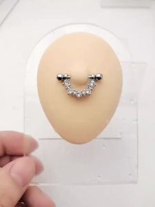 2 Chiếc Nhẫn Núm Vú Hình Tạ Dành Cho Nữ Đính Zircon Thép Không Gỉ Trang Sức Xuyên Da Gợi Cảm