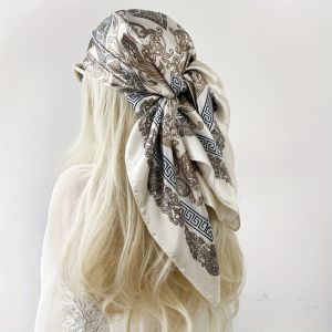 Floral Prints 36 inches Wide Bandana Hijab Lady Fashion Scarf SIlk Shawl