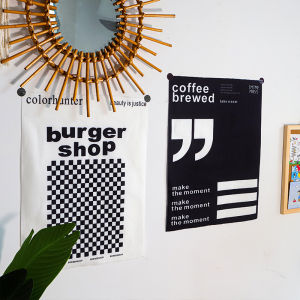 Checkerboard Plaid Hanging Cloth Ins Industrial Style Cafe Wall Stickers Modern Decoration Non-mainstream Background Fabric Bedroom Paintings