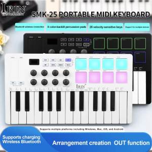 IRIN | IRIN SMK-25 MIDI Pad Controller Keyboard USB Mini 25 Key 8 RGB Drum Pads 8 Knobs and Music Production Software Included Part