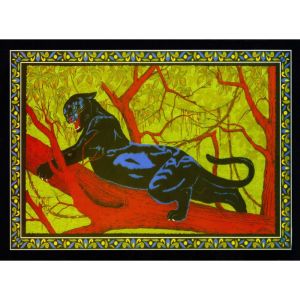 VIKAMA Retro Jungle Black Panther Wall Tapestry Backdrop Polyester Bohemian Bedroom Dorm Living Room Home Decor