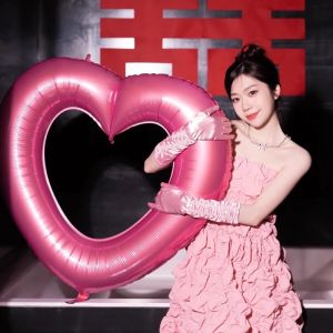 Anglebabylife Large Hollow Out Heart-shaped Aluminum Film Balloon Pendant Valentines Day Shopping Mall Scene Decoration Home Supplies