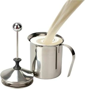 Milk Frother-400ml 304 Stainless Steel Double Mesh Milk Creamer Frother Coffee Foam Latte