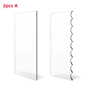 Bộ 2 Dụng Cụ Trang Trí Bánh Bằng Nhựa Acrylic Thân Thiện Với Môi Trường Gồm Lược Tạo Đường Viền Và Lược Làm Mịn Kem Bơ