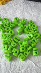 2/20 Chiếc Hạt Chữ Acrylic Xanh Lỗ Lớn DIY Phụ Kiện Trang Sức Hạt Rời Làm Vòng Cổ Vòng Tay Dây Điện Thoại Móc Treo Túi
