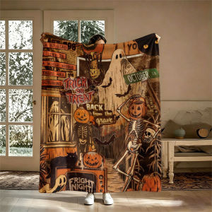 Retro Halloween Collage Flannel Blanket Perfect for Sofa Office Bed Travel Sleep Read Relax Camping Four Season Use
