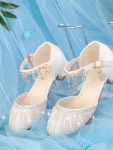 MENGBEIHUAN | Stylish Crystal Princess High Heels for Kids