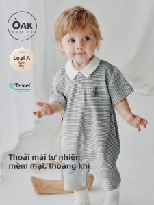 OAK FAMILY | Summer Newborn Short Sleeve Stripe Onesie Modal Cotton