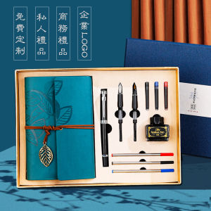 Three-in-One Multifunctional Pen Gift Set Ballpoint Pen Weasels Hair Soft Head Writing Brush Regular Script in Small Characters Copy Scriptures Calligraphy Loose-Leaf Notebook Custom Logo Lettering for Teachers Birthday Gift Teachers Day