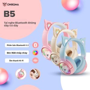 Tai Nghe Chơi Game ONIKUMA B5 Ba Chế Độ Với Micro Rời Đèn RGB Kiểu Chụp Tai Dành Cho PS4 PS5 Switch PC iPad Thiết Kế Hoạt Hình Dễ Thương Dành Cho Trẻ Em