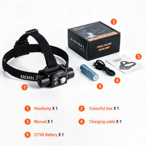 Boruit | BORUiT HP5000 Ultra Bright LED Headlamp 2200LM SST40 21700 Headlight Type-C Rechargeable Head Torch for Camping Fishing Hunting