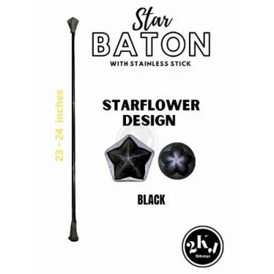 Star Baton with Stainless Stick Ultra Thin Tip & w/ Stick Available 20 - 22 - 23 - 25 - 27 inches Size